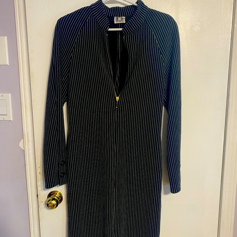 Pin stripe fitted dress.
